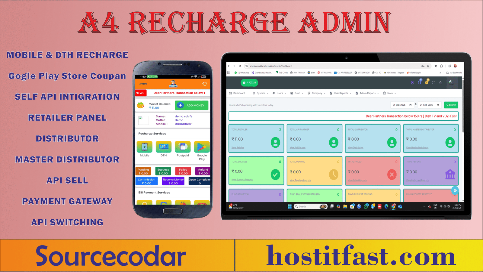 A4 Mobile Recharge Admin Panel (Web Sourcecode)