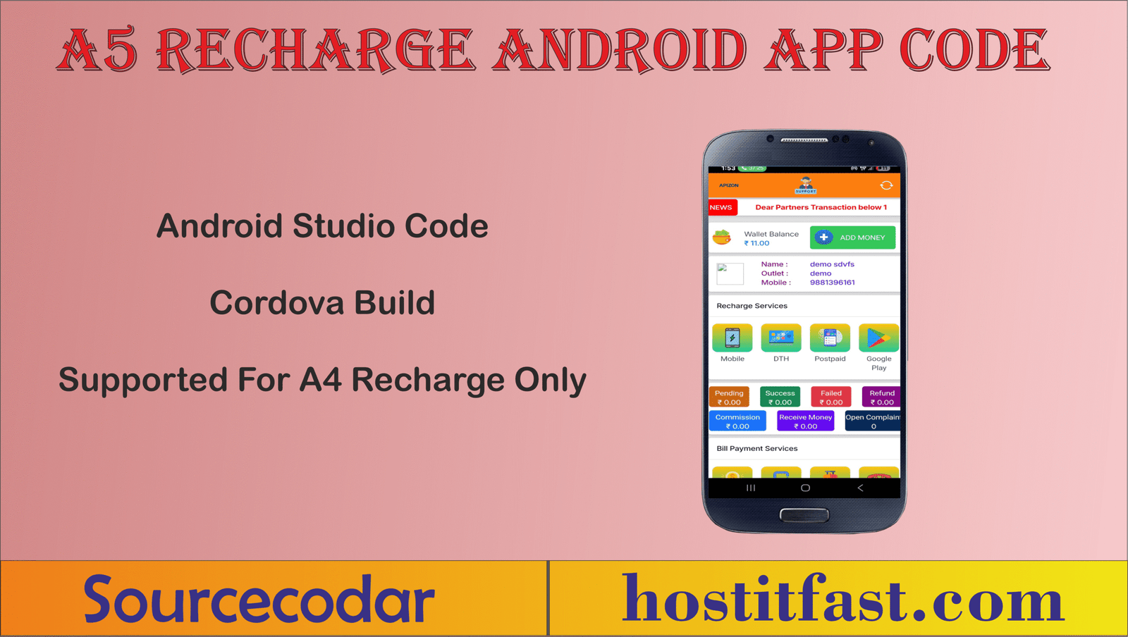 A4 Mobile Recharge Admin Panel (Android AppSourcecode)